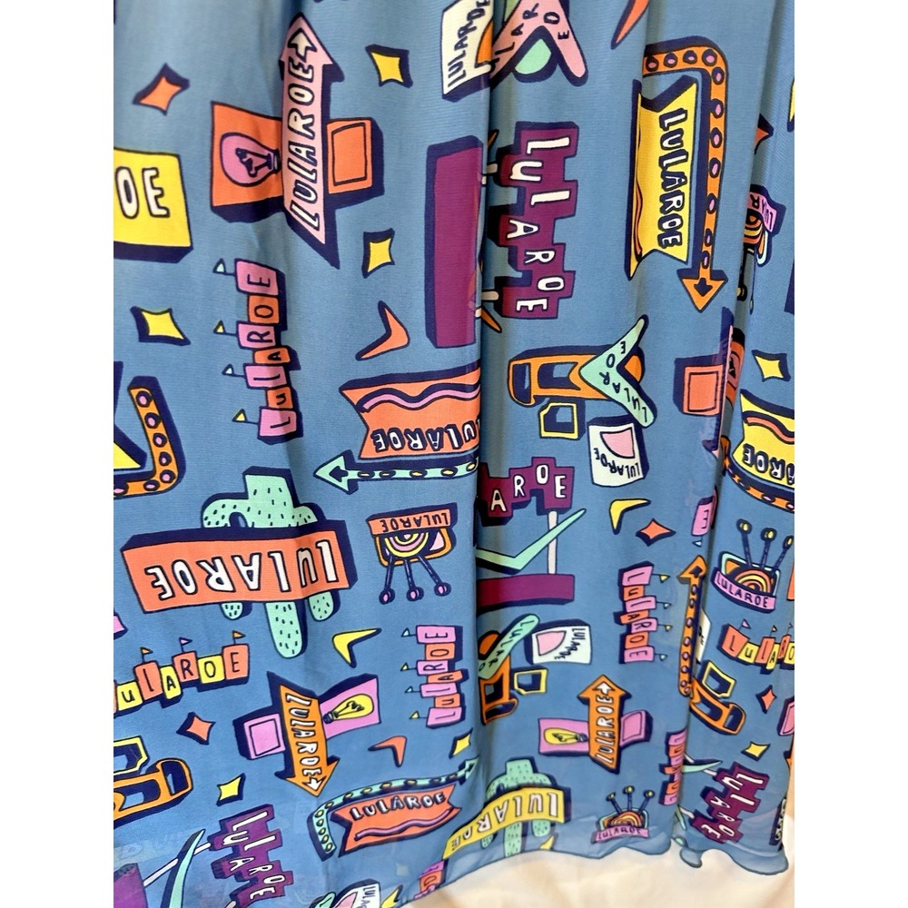 LuLaRoe Lola Skirt S Retro Neon Diner Vegas Logo Signs NWT - Picture 2 of 9